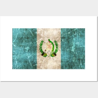 Vintage Aged and Scratched Guatemalan Flag Posters and Art